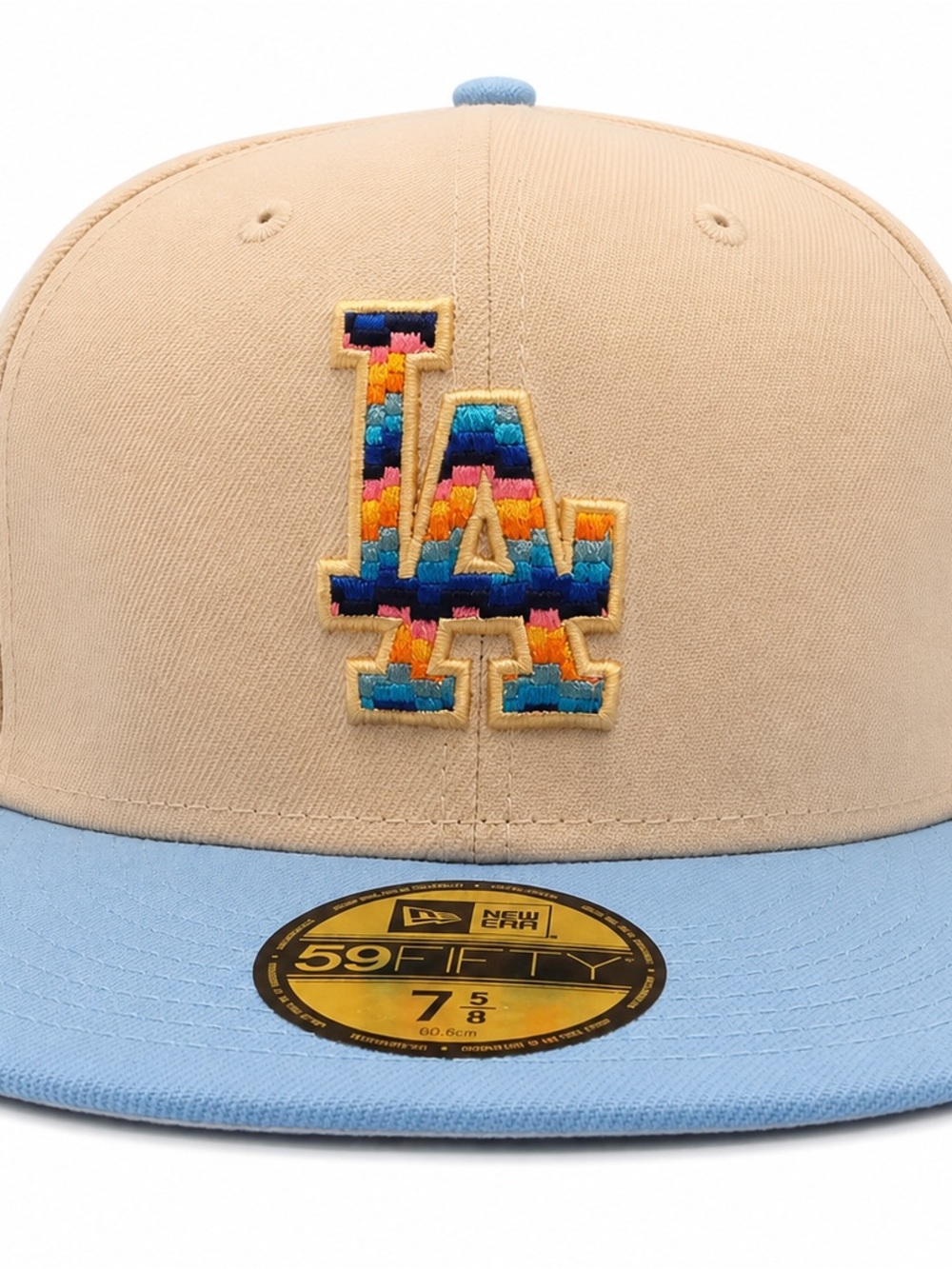 New Era Los Angeles Dodgers Beige and Light Blue Fitted 59FIFTY Cap 7 5/8